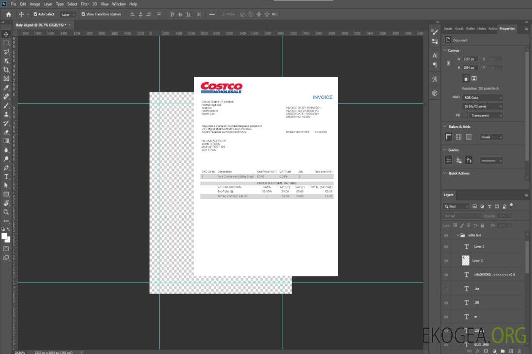 Facture Costco aux États , Unis template Facture Costco aux États , Unis template